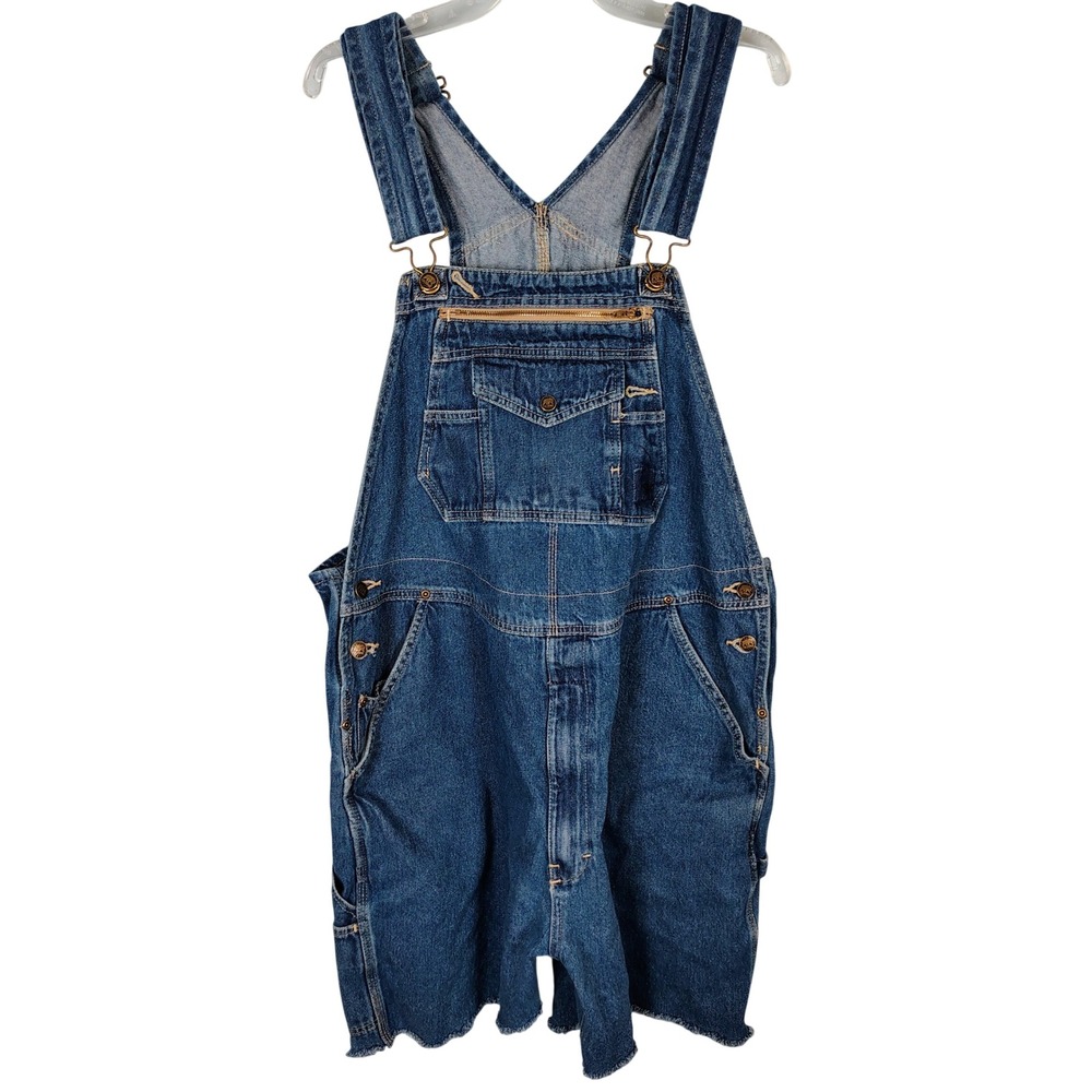 Berne Apparel Mens Denim Bib Overalls Cut Off Shorts Blue B910SWD 44x32